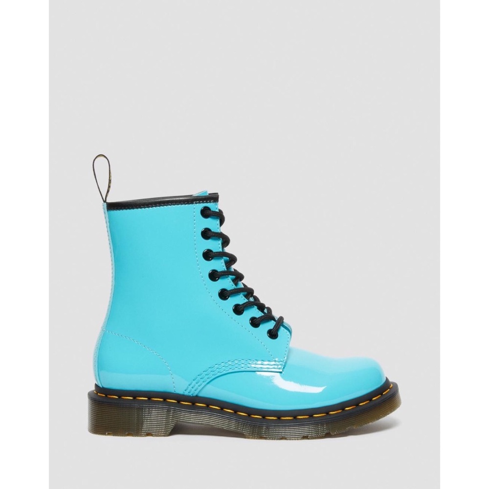 Free People x Dr. Martens 1460 Pascal Patent Leather Boots Turquoise $140 - Picture 11 of 16